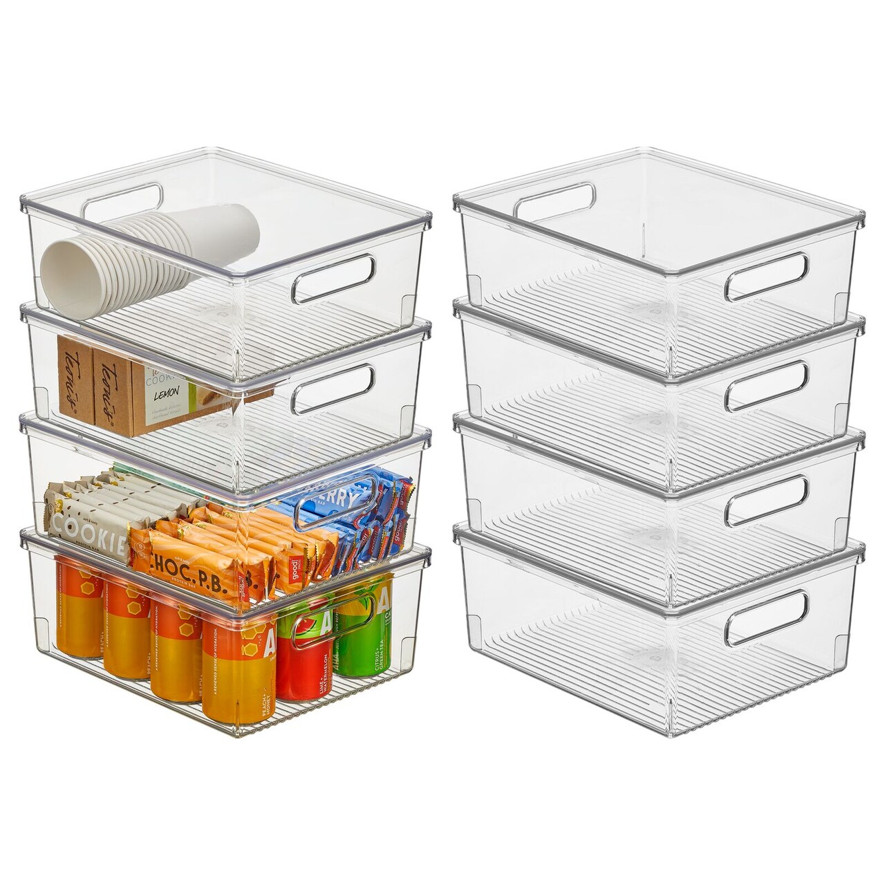 mDesign Plastic Storage Bin Box Container, Lid and Handles, 8 Pack